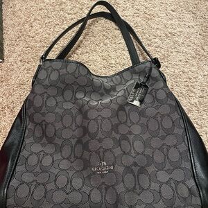 Coach Black and Gray Signature Shoulder Bag
